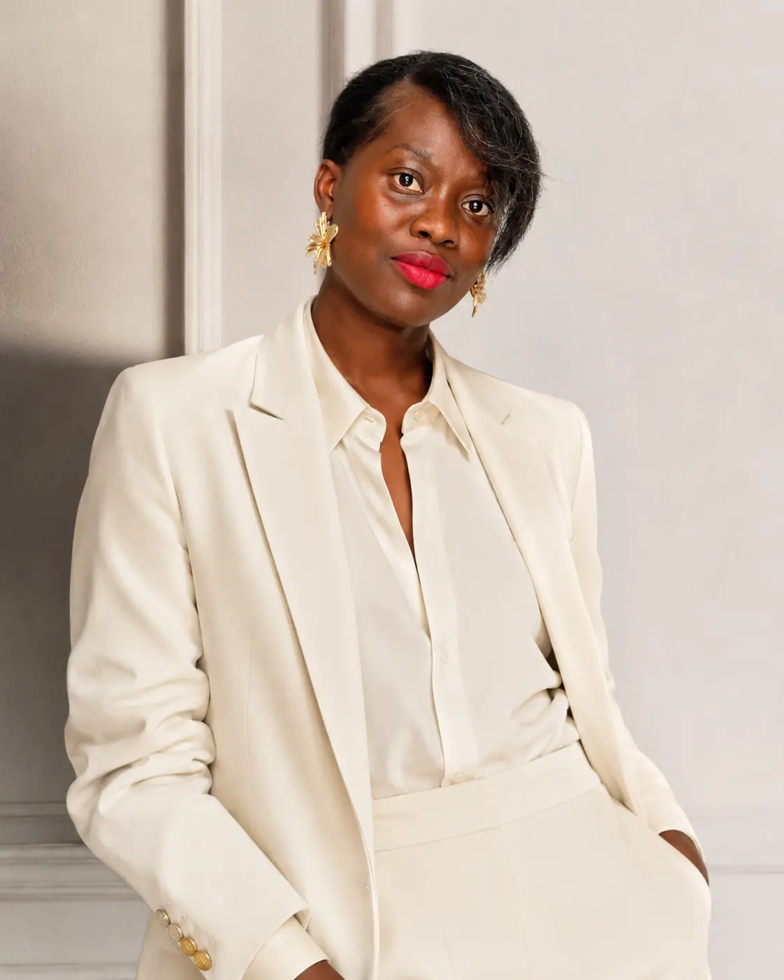 Abigail Akomah, founder of House of Keren, in an ivory suit